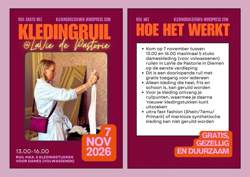 Kledingruil | Clothing swap | LaVie de Pastorie in Diemen